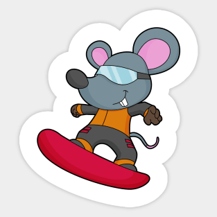 Mouse as Snowboarder with Snowboard Sticker